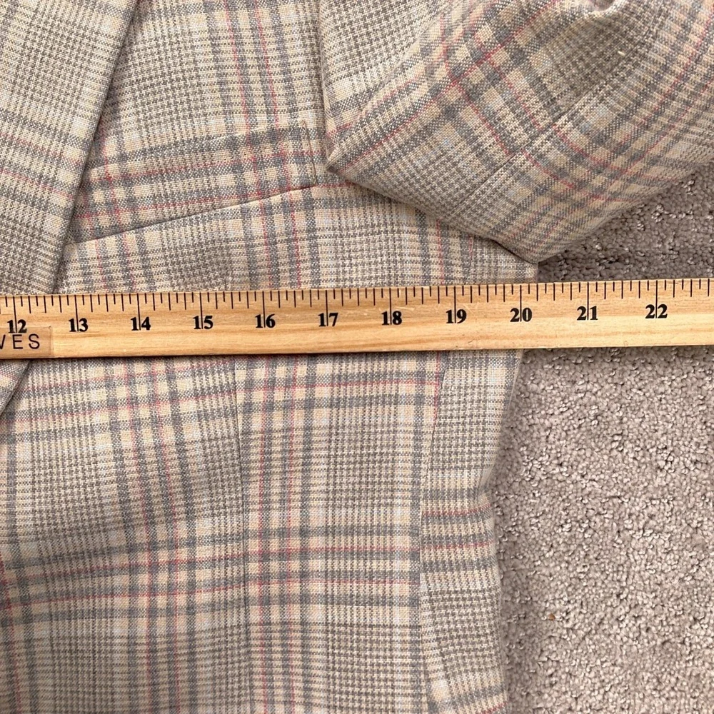 Hart Schaffner Marx Blazer Mens 38 Beige Pink Gray Plaid 80s Preppy Jacket‎ USA